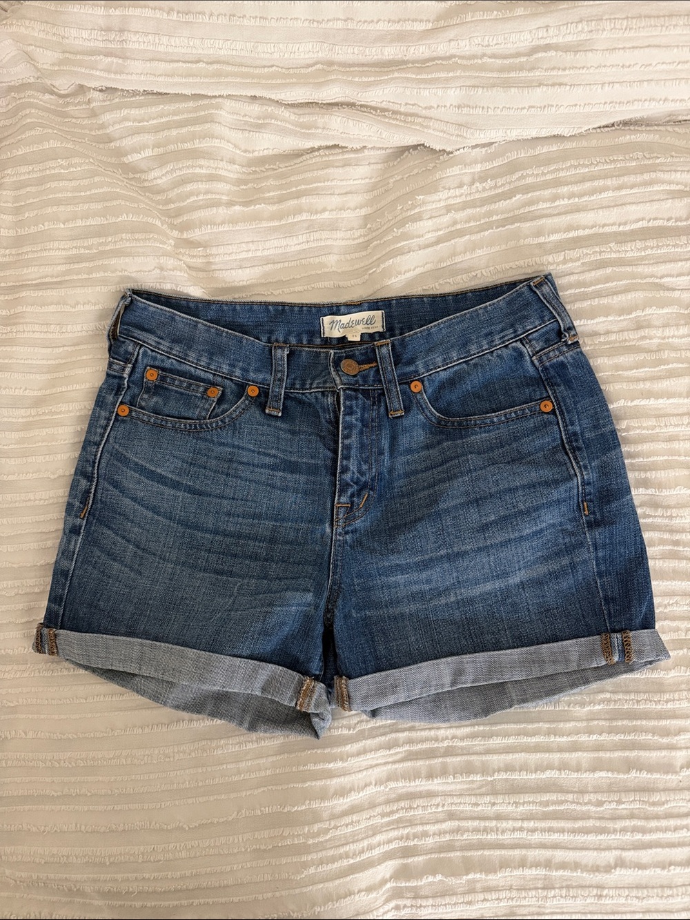 Madewell Medium Blue Denim Cuffed Women's Shorts